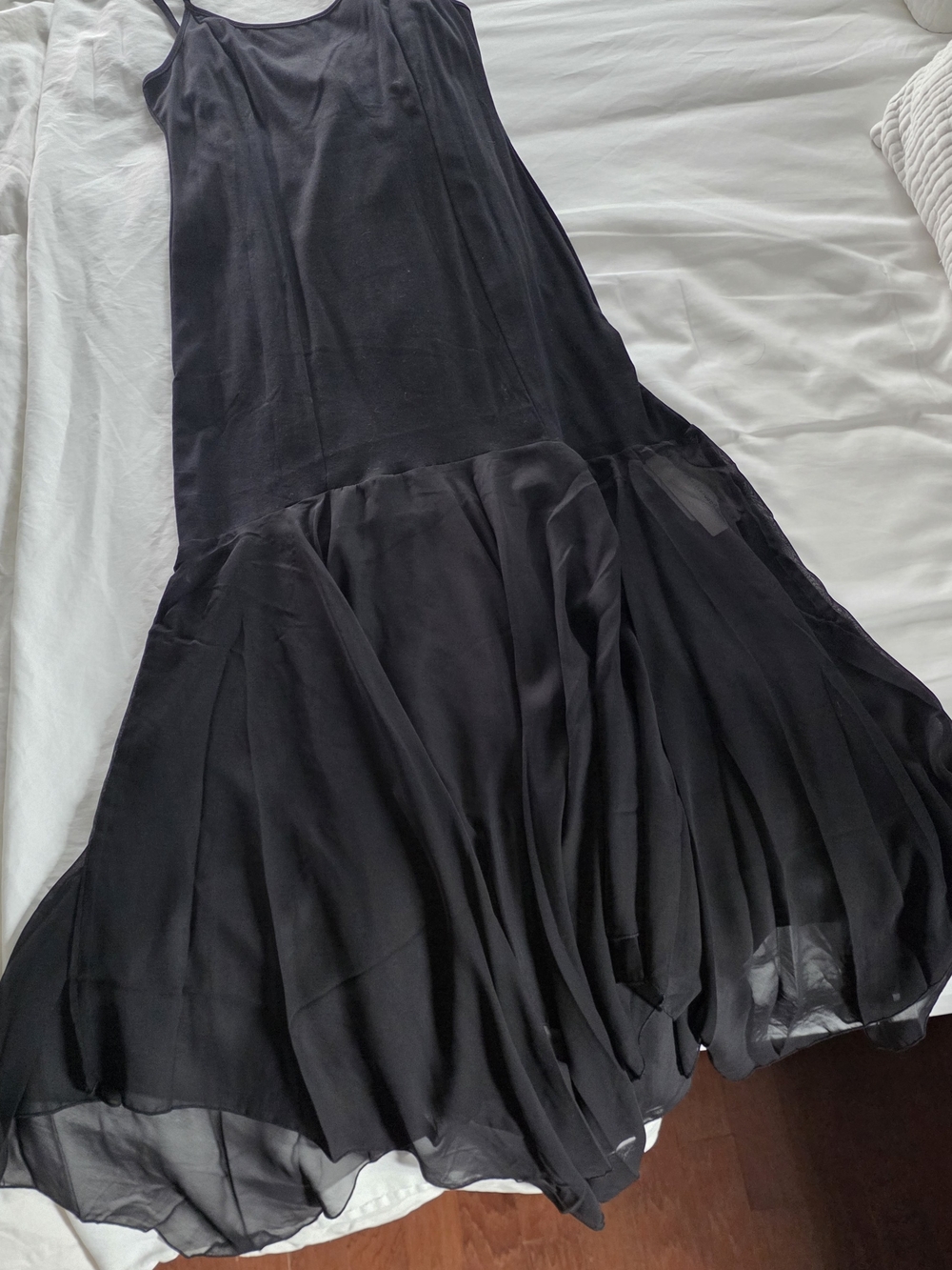 Commense Black Dress With Sheer hem. New With Tags